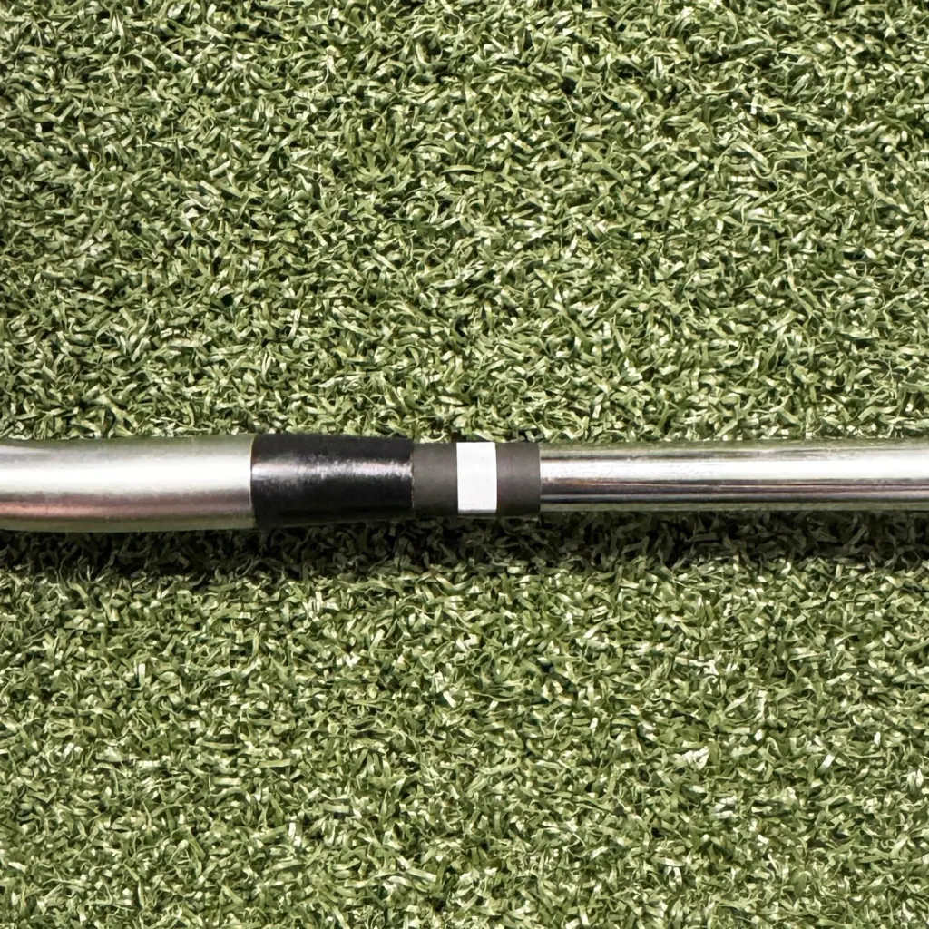 Square Golf OMNI shaft sticker applied to a golf club shaft